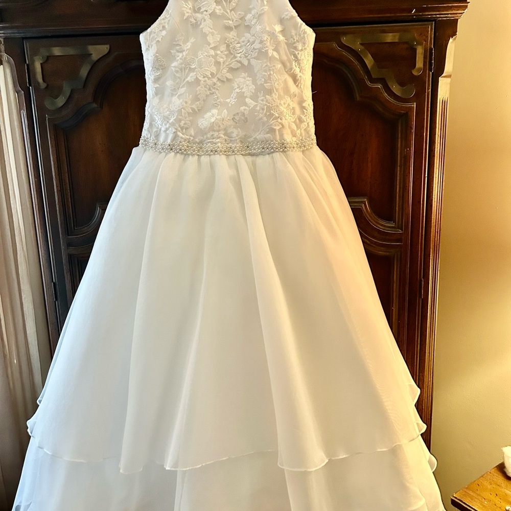 Christie Helene Couture- Elegant White Lace Kids Dress